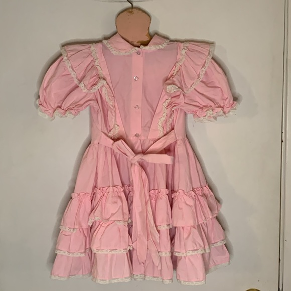 Vintage Mini World pink twirl pageant ruffle dress with lace trim Size 6 - Picture 7 of 9